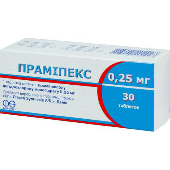 Прамипекс таблетки 0.25 мг №30
